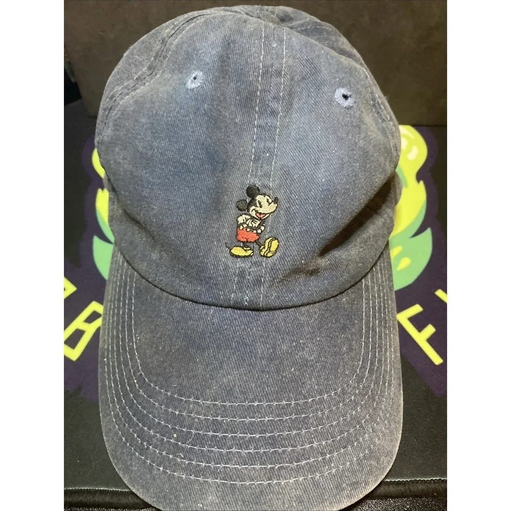 Disney Parks Mickey Mouse Denim Baseball Hat Adult Adjustable Dad Cap Vintage